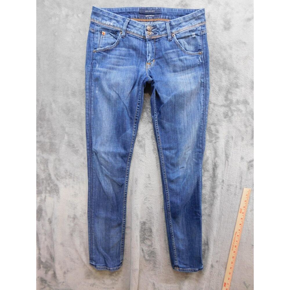 Hudson Jeans Womens 27 Blue Skinny Stretch Mid Rise Medium Wash Denim Zip Fly